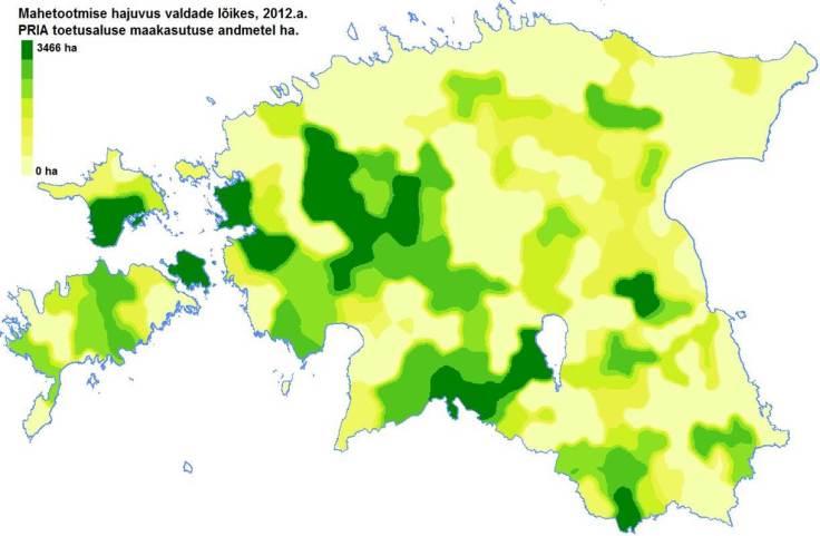Kus on kõige rohkem mahepõllumajandusmaad? 