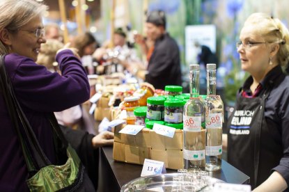 Mahetooted Eesti toidu letil Grüne Wochel. Foto: Rene Suurkaev