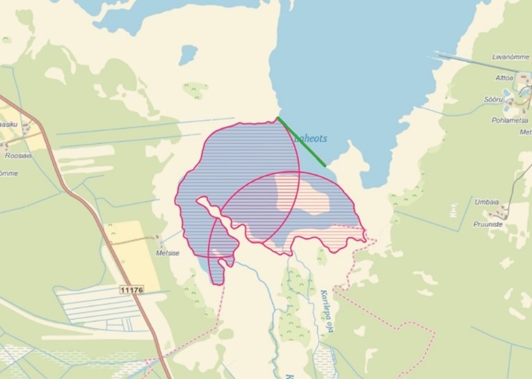 Kloostrijõe ja Karilepa oja keeluala alates 1. jaanuarist 2024 võrreldes varasemaga