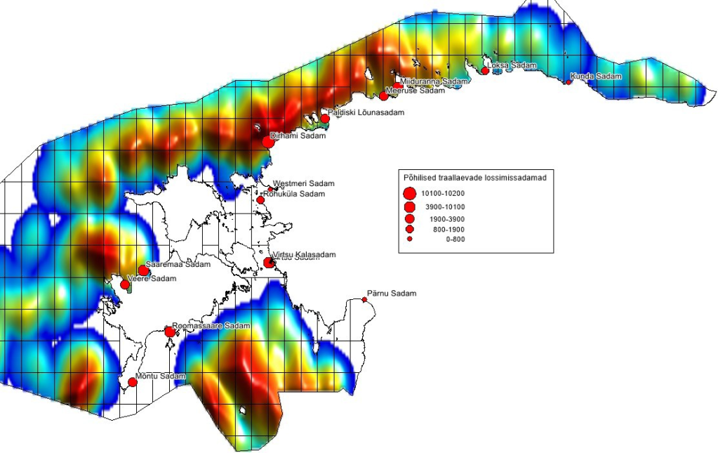 Läänemere traalimine ja lossimissadamad (tonnides) 2024. aastal